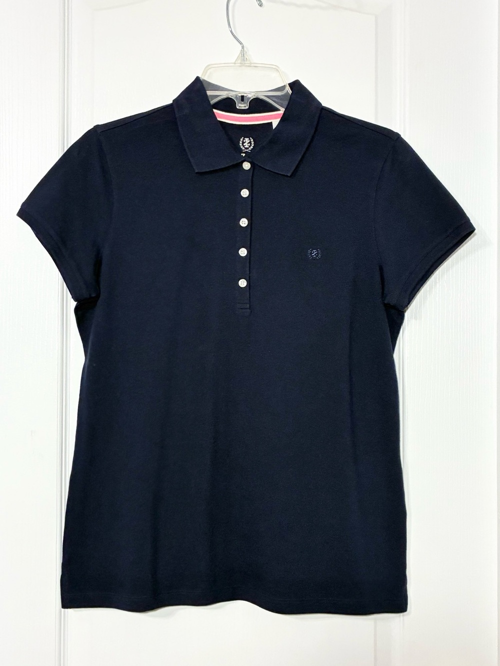NEW Y2K Izod Stretch Cotton Polo Shirt Navy Blue Size Medium